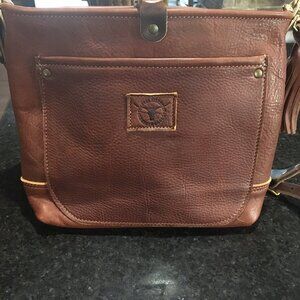 Coastal Hillbilly Whiskey Leather Bucket Bag with Crossbody Strap